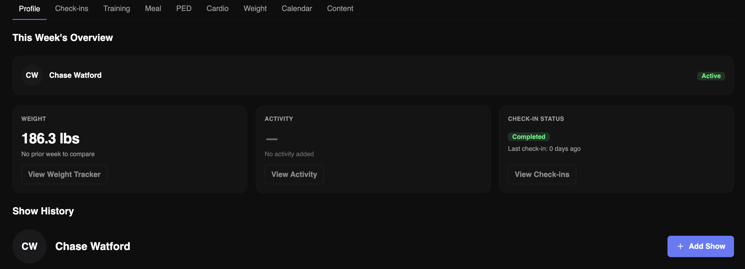 Coach Dashboard